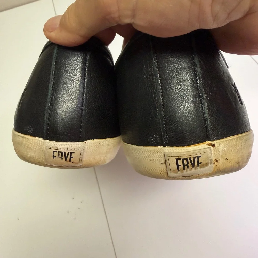 FRYE Women's‎ Black Leather Slip On Sneakers Shoes Size 9.5